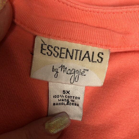 Essentials by Maggie Top Womens Size 5X Peach Short Sleeve Cotton Comfy V Neck - Picture 5 of 7